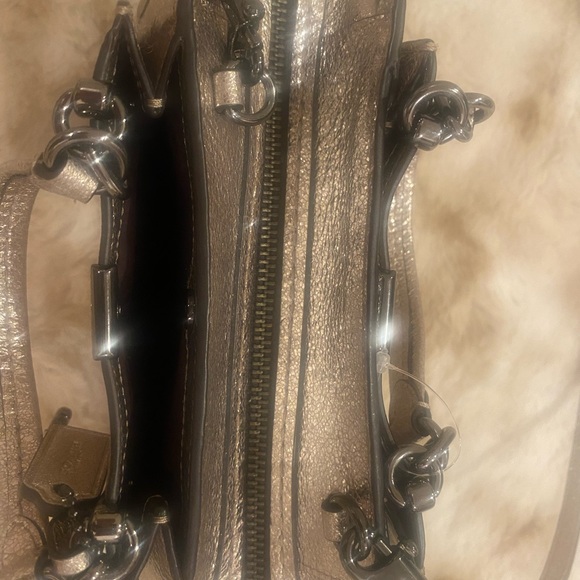 NWOT COACH Dreamer 21 Platinum Metallic Silver Leather Crossbody Satchel - Picture 11 of 14